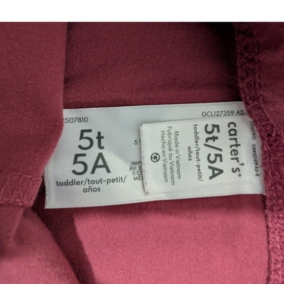 Carter's Girl Pink Quilted Top and Horse Print Bell Bottom Pants Set Size 5T - Picture 7 of 7